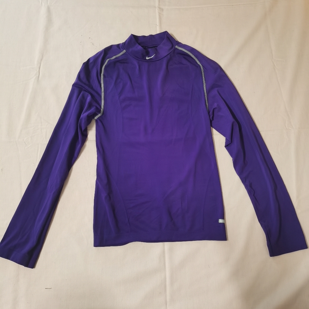 Nike Pro Team Women's Seamless Purple Crew Neck Long Sleeve Gym Training Shirt L